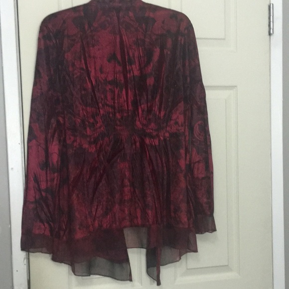 Women’s Large dressy velvet wine-red and black patterned cardigan full sleeves - Picture 4 of 5
